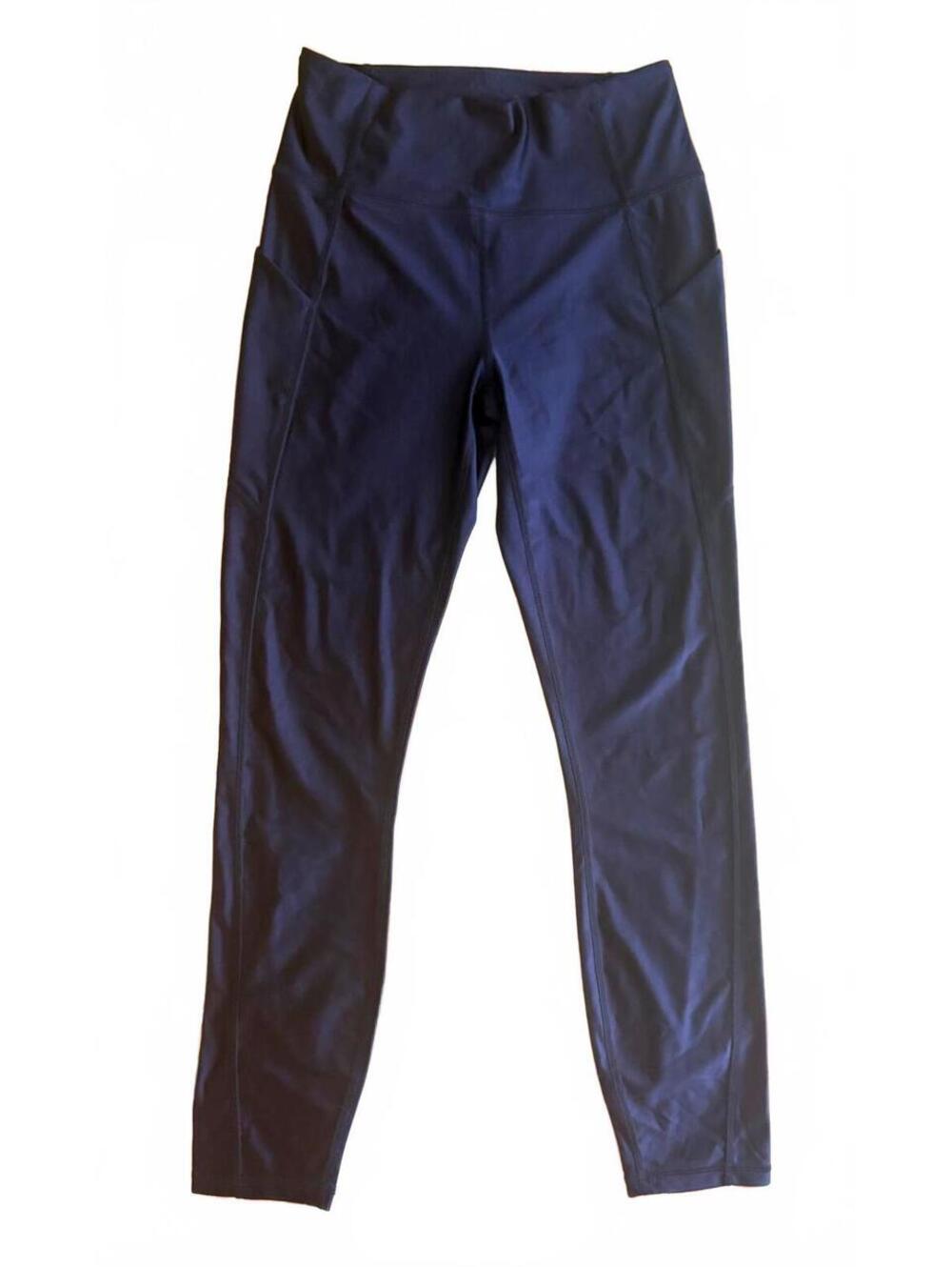 Fabletics Navy Shiny Elation High-Waisted Leggings with Side Pockets #running
